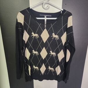 Elbow patch Argyle Crewneck Sweater